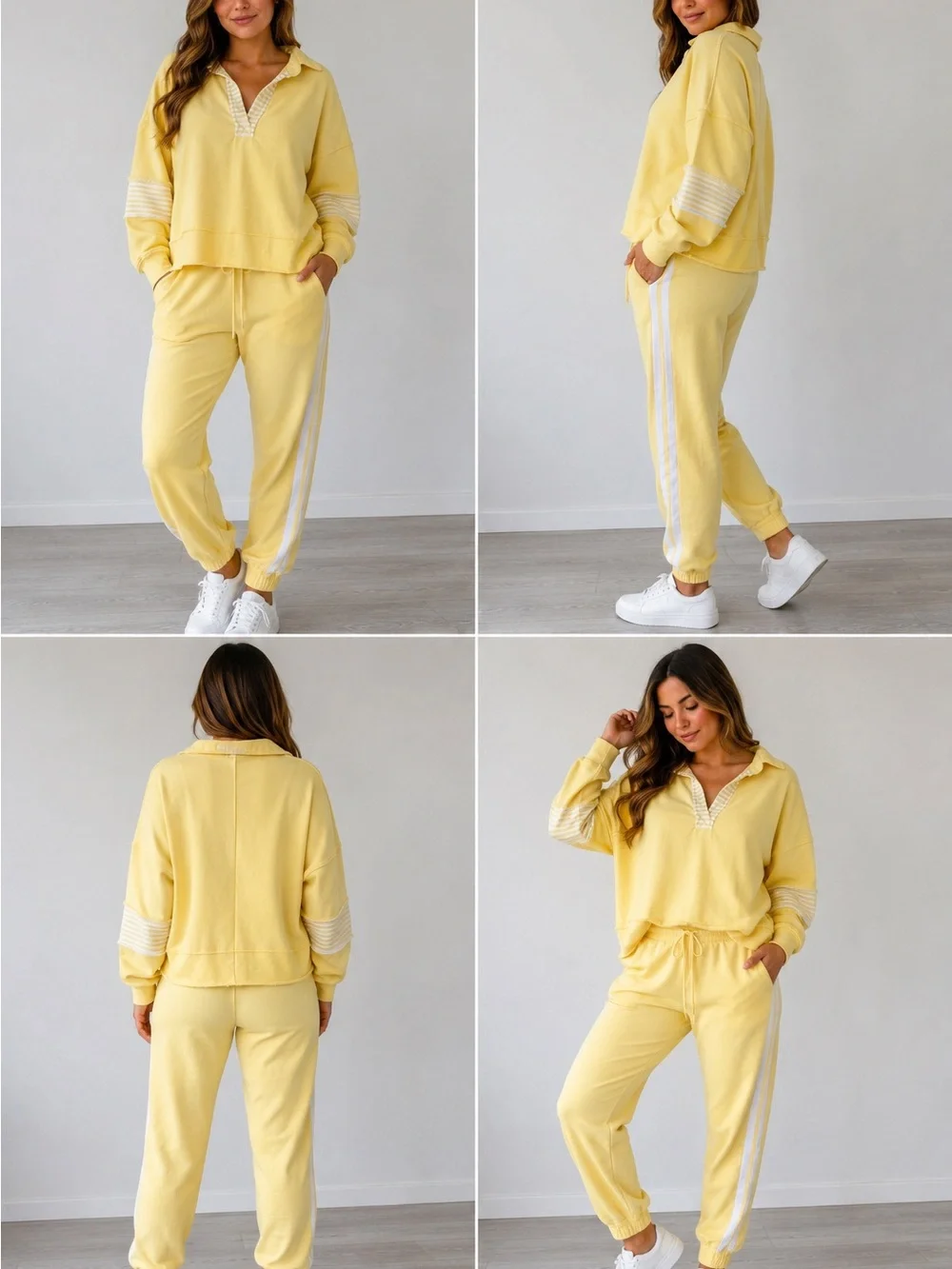 Sunny Stripe Yellow Jogger Set - Women Pants & Jumpsuits - Picture 1 of 10